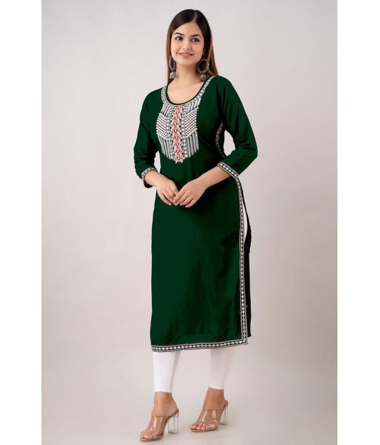 Kapadia - Green Rayon Womens Straight Kurti ( Pack of 1 ) - None