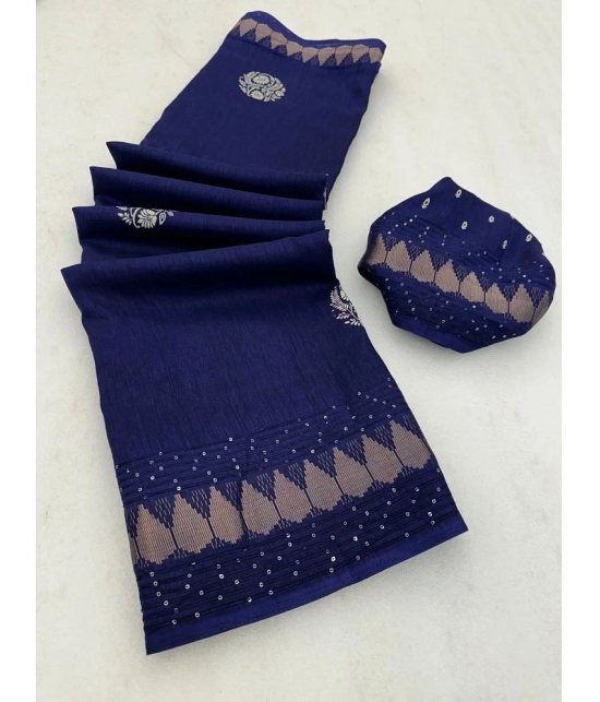 Bhuwal Fashion Art Silk Printed Saree With Blouse Piece - Navy Blue ( Pack of 1 ) - Navy Blue