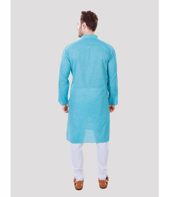 Maharaja - Blue Cotton Blend Regular Fit Mens Kurta Pyjama Set ( Pack of 1 ) - None