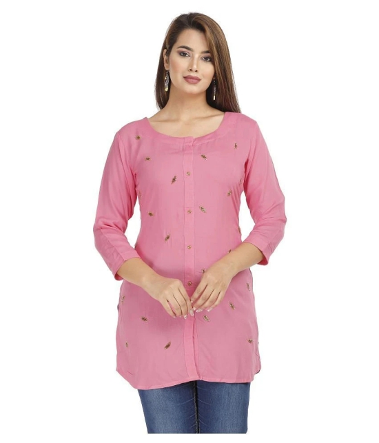 JC4U - Pink Rayon Womens Straight Kurti - XL