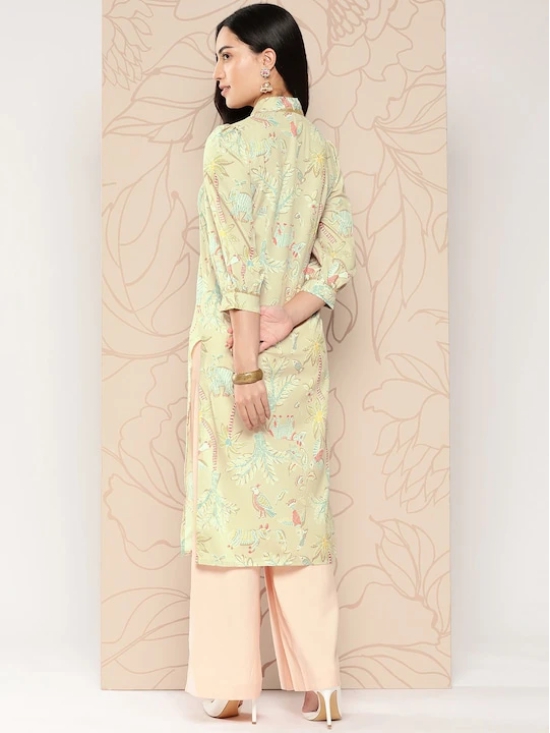 Women Floral Printed Gotta Patti Crepe Kurta