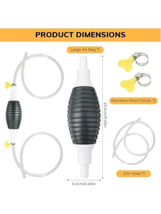 Tapixaa Fuel Transfer Pump, Oil Transfer Pump, High Flow Siphon Hand Oil Pump, Portable Manual Car Fuel Transfer Pump for Petrol Diesel Oil Liquid Water Fish Tank with 2M Syphon Hose (Multi)