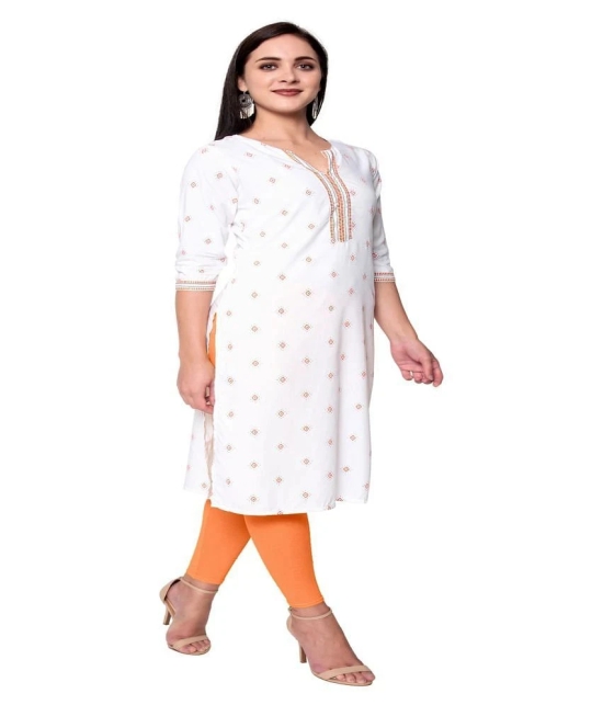 GOD BLESS - White Rayon Womens A-line Kurti - XXL