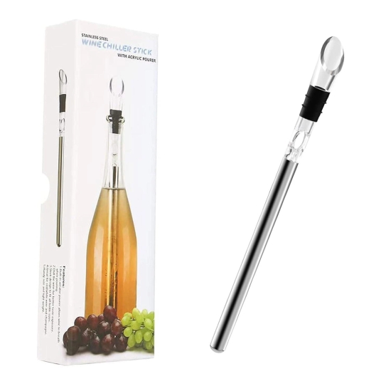 DYNAMIC STORE Dynore Stainless Steel 3 in 1 Wine Chiller Stick/ Wine Bottle Cooler Stick, Wine Chilling Rod With Aerator and Pourer