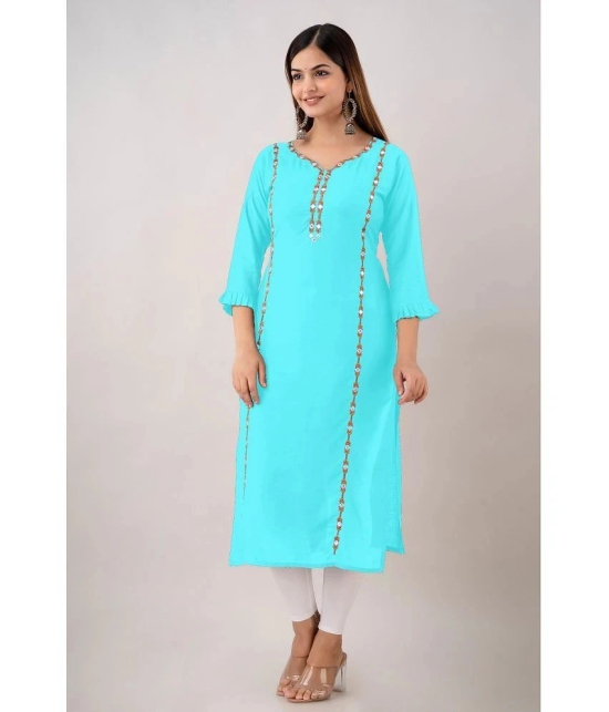 Kapadia - Turquoise Rayon Womens Straight Kurti ( Pack of 1 ) - None