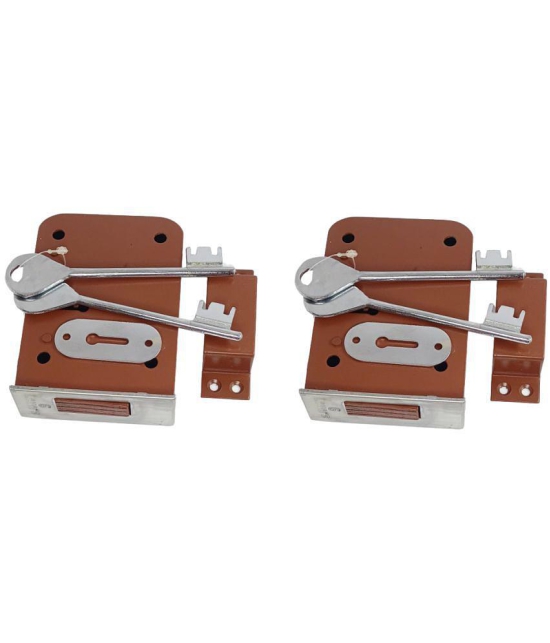 Onmax Steel Side Door Lock Double Action Steel Cover 100mm Size With Maroon Colour (SSDL1) Pack of 2