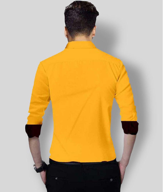 Life Roads - Yellow Cotton Slim Fit Men''s Casual Shirt (Pack of 1 ) - None