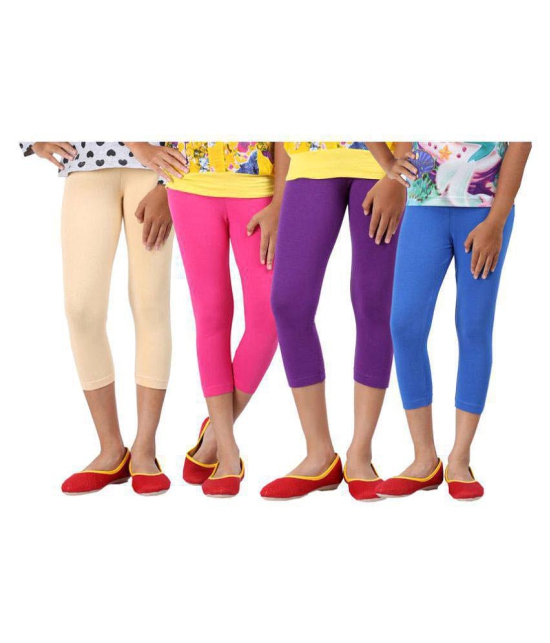 BEIGE,FUCSHIA AND PURPLE COLOURS CAPRI LEGGINGS FOR GIRLS - 9-10 Years