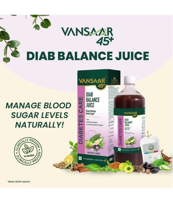 Vansaar 45+ Diab Balance Juice with 14 Clinically Proven Herbs for Effective Diabetic Care 1L Each