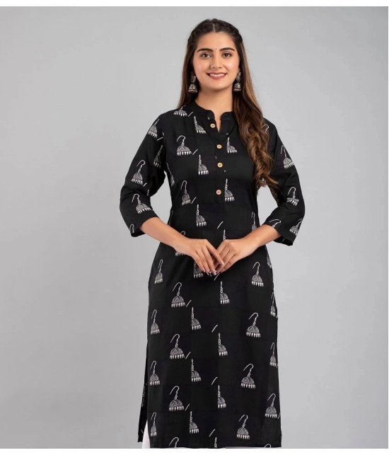 MAUKA - Black Rayon Womens Straight Kurti ( Pack of 1 ) - None