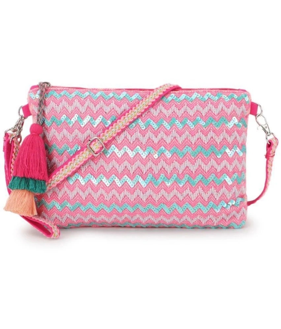 Anekaant - Pink Cotton Sling Bag - Pink