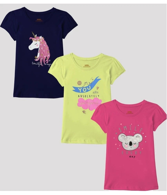 Ariel - Multicolor Cotton Girls T-Shirt ( Pack of 3 ) - None