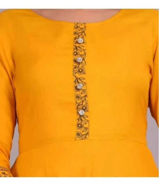 SIPET - Yellow Rayon Womens Flared Kurti ( Pack of 1 ) - None