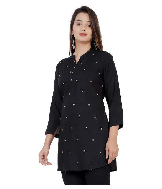 HIGHLIGHT FASHION EXPORT - Black Rayon Womens Straight Kurti ( Pack of 1 ) - XXL