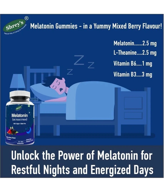 Shreys Melatonin Gummies with L-Theanine & B Vitamins 30 no.s MIXED BERRY Minerals Softgel