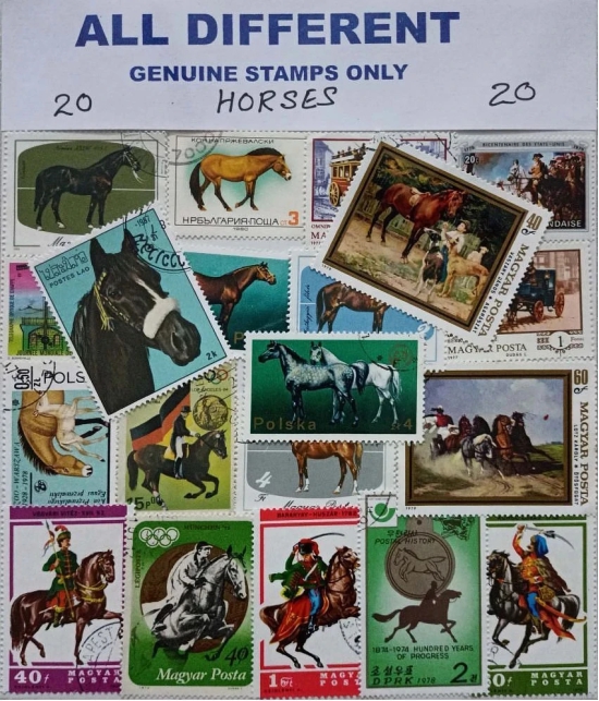 Hop n Shop - Collection of Different Horses Theme 20 Stamps