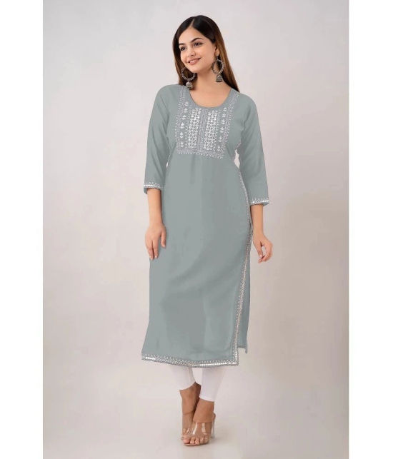 Kapadia - Grey Rayon Womens Straight Kurti ( Pack of 1 ) - None