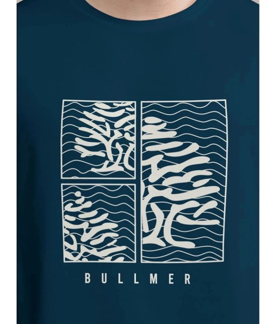 BULLMER Cotton Blend Oversized Fit Printed Half Sleeves Mens T-Shirt - Blue ( Pack of 2 ) - None