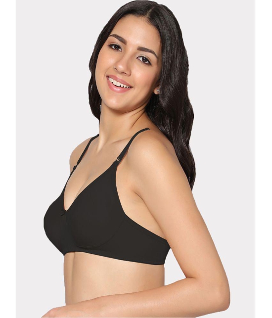 IN CARE LINGERIE - Black Cotton Lightly Padded Women's T-Shirt Bra ( Pack of 1 ) - None