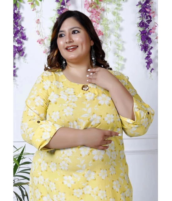 Swasti Cotton Printed Straight Womens Kurti - Yellow ( Pack of 1 ) - None