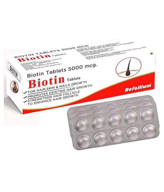 Refollium Biotin 10000 mcg  60 Tablets 60 no.s Vitamins Tablets