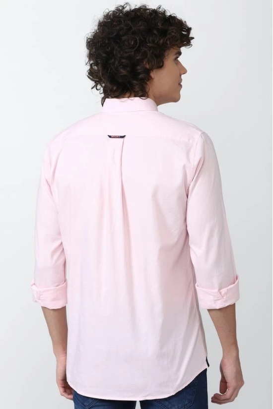 Men Pink Slim Fit Solid Full Sleeves Casual Shirt