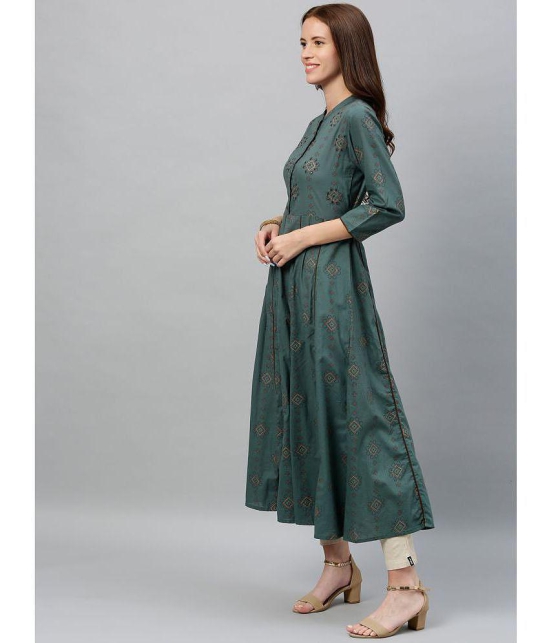 KIPEK - Green Cotton Womens Anarkali Kurti ( Pack of 1 ) - None