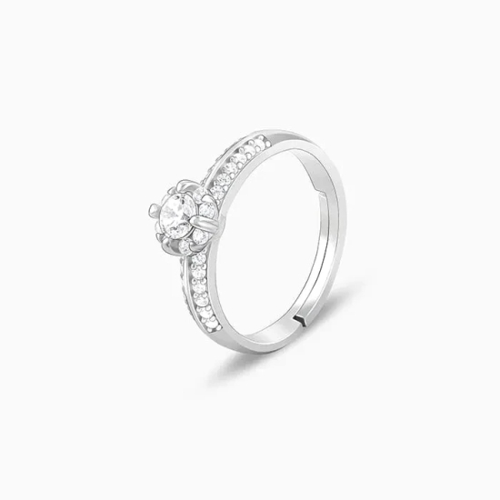 Silver Zircon Studded Grace Ring