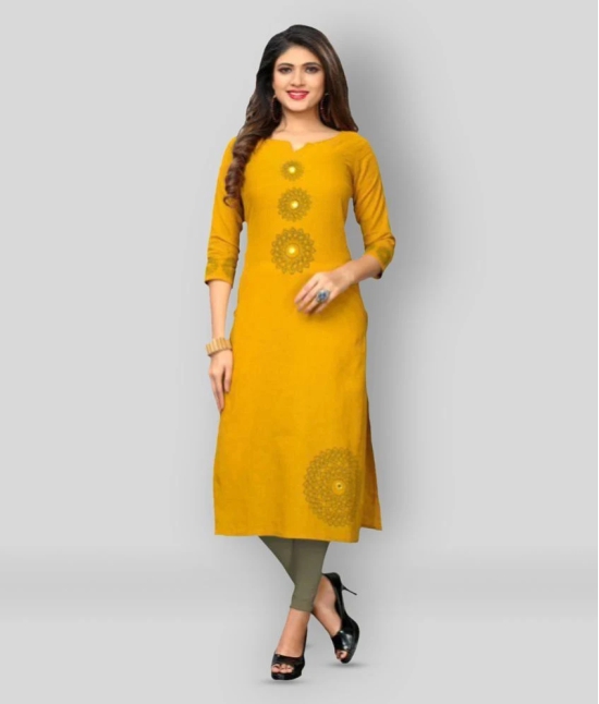 Vbuyz - Yellow Cotton Womens High Slit Kurti ( Pack of 1 ) - L