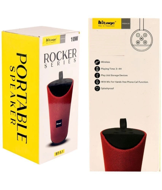 hitage BT-5.1 Rocker Series 10 W Bluetooth Speaker Bluetooth V 5.1 with USB,SD card Slot,Aux Playback Time 4 hrs Red - Red