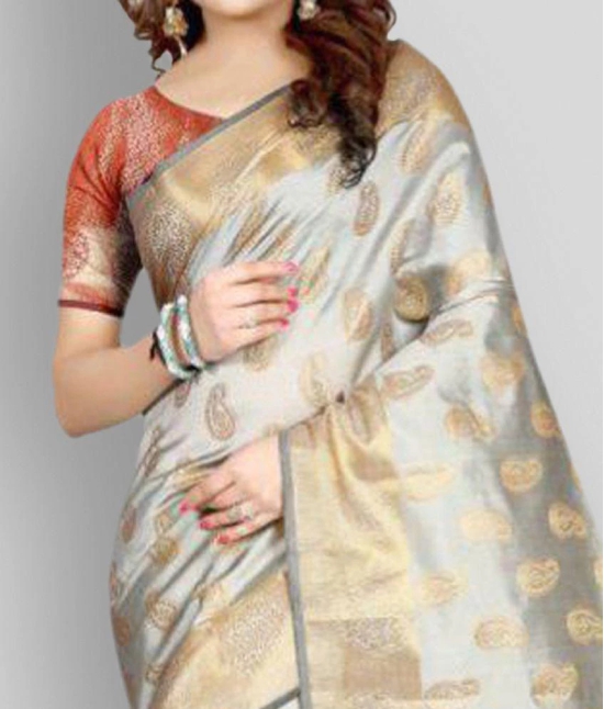 Gazal Fashions - Multicolor Banarasi Silk Saree With Blouse Piece (Pack of 1)