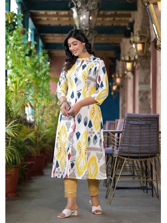 Juniper Rayon Printed Front Slit Womens Kurti - Yellow ( Pack of 1 ) - None