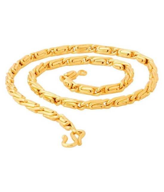 Jewar Mandi Gold Plated Chain 24 Inch Designer Link Chain Real Look, Real Handmade Spacial Designer Gold Brass & Copper Jewelry for Women & Girls 8316 - Golden