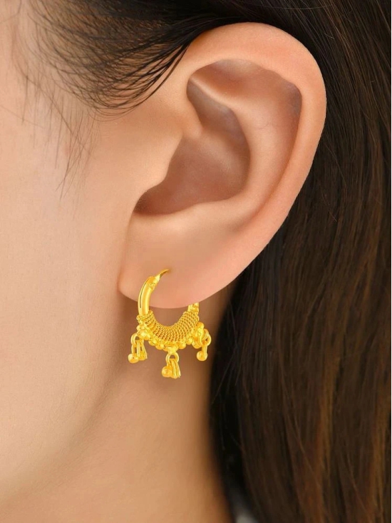 Drashti Collection Golden Bali Earrings ( Pack of 1 ) - Golden