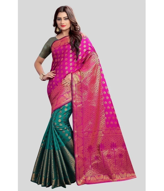 Gazal Fashions - Rama Banarasi Silk Saree With Blouse Piece ( Pack of 1 ) - Rama