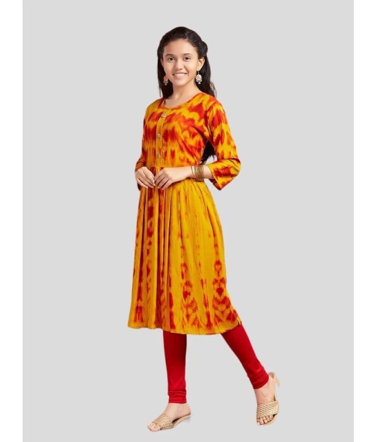 Aarika Yellow Rayon Girls Anarkali Suit Set ( Pack of 1 ) - None