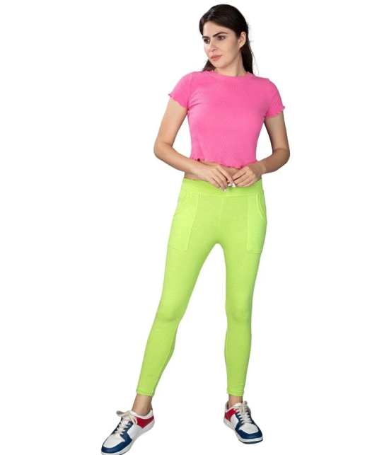 KARARO JEGGINGS - Cotton Blend Skinny Fit Fluorescent Green Womens Jeggings ( Pack of 2 ) - None