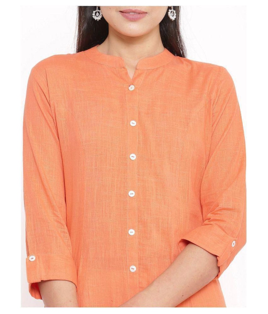 FabbibaPrints - Peach Cotton Women's Straight Kurti - XL