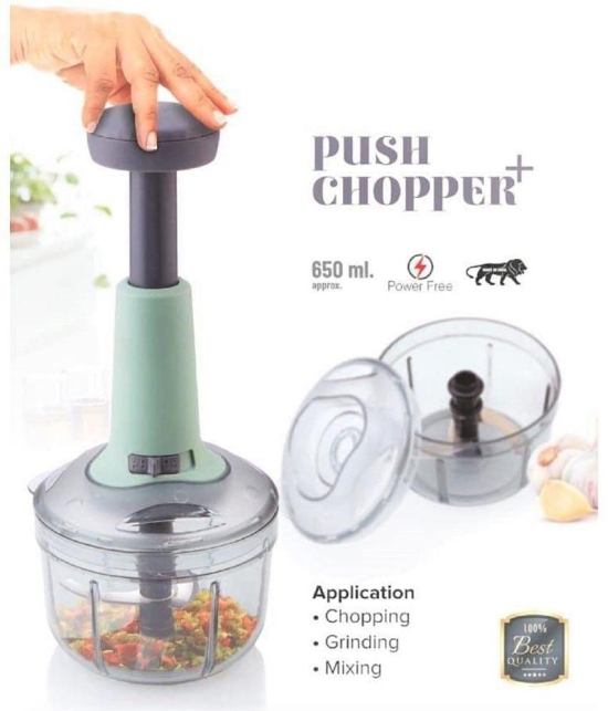 iview kitchenware Hand Push Chopper Blue Stainless Steel Mannual Chopper 650 ml ( Pack of 1 ) - Blue