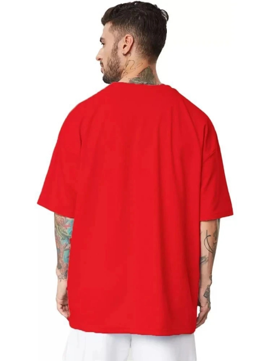 Leotude Cotton Blend Oversized Fit Printed Half Sleeves Mens Round T-Shirt - Red ( Pack of 1 ) - None