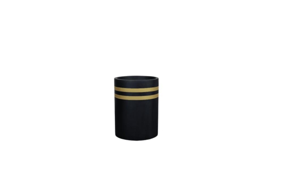 Euroxo Black/Grey Gold Strip Fiber Planter Set | FRP Planter for indoor & outdoor (Set of 3)