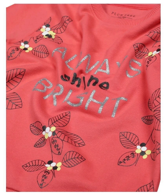 Plum Tree Girls Always Bright Round neck Pullover Sweatshirt - Coral - None