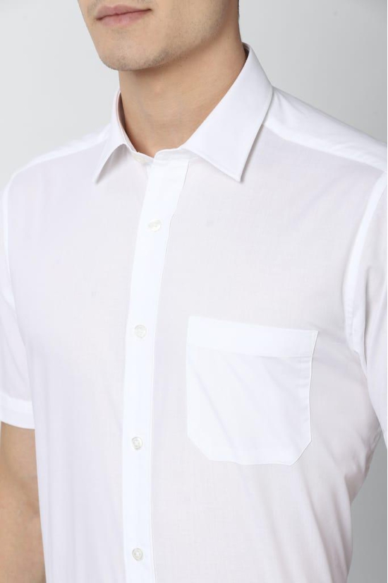 Men White Regular Fit Formal Half Sleeves Formal Shirt