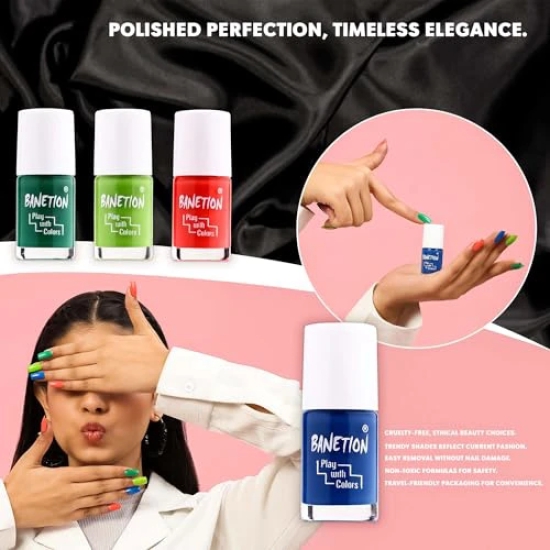 BANETION Zen-g New generation Makeup - Mini Nail Kit - Bestie - 30ml (Set of 4) | Glossy Nail Polish Set | Long Lasting & High Gloss Effect | Chip Resistant Nail Paints | Cruelty-free & Vegan