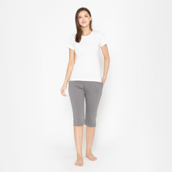 Women's Plain Knitted Capri - Charcoal Grey Charcoal Grey L