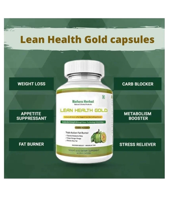 Natura Herbal LEAN HEALTH GOLD Fat Burner & Weight Reduce capsules-for 2 Months 500 mg Natural Pack of 2