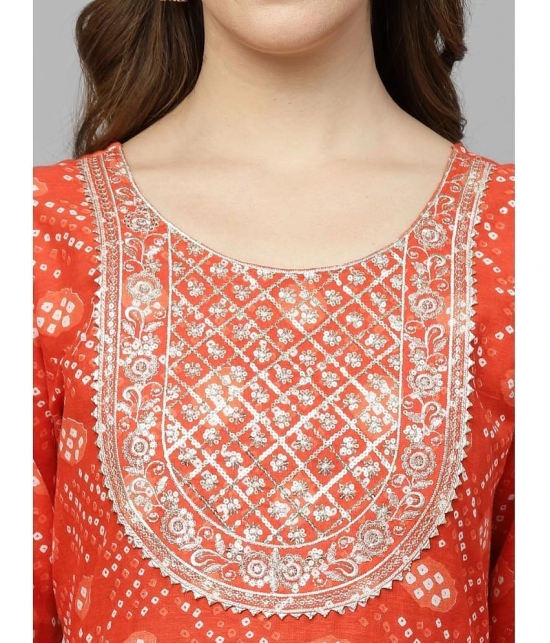 Stylum Cotton Printed Anarkali Womens Kurti - Orange ( Pack of 1 ) - None