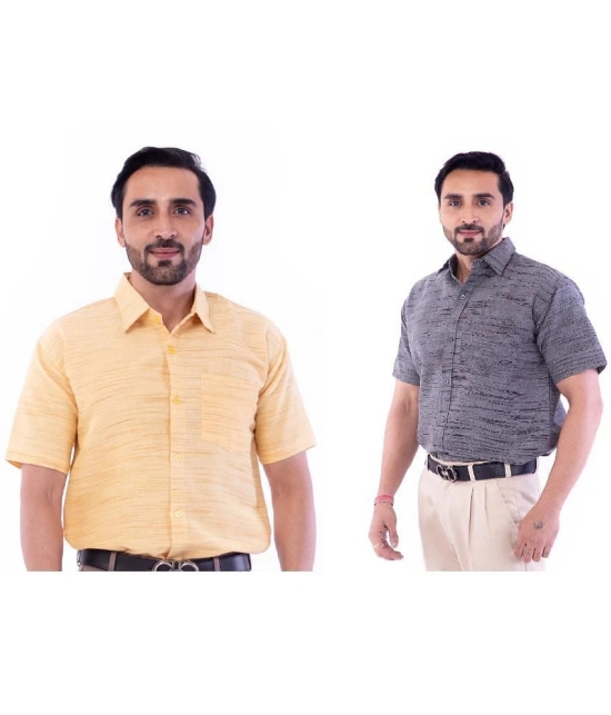 DESHBANDHU DBK Cotton Regular Fit Half Sleeves Mens Formal Shirt - Multi ( Pack of 2 ) - None