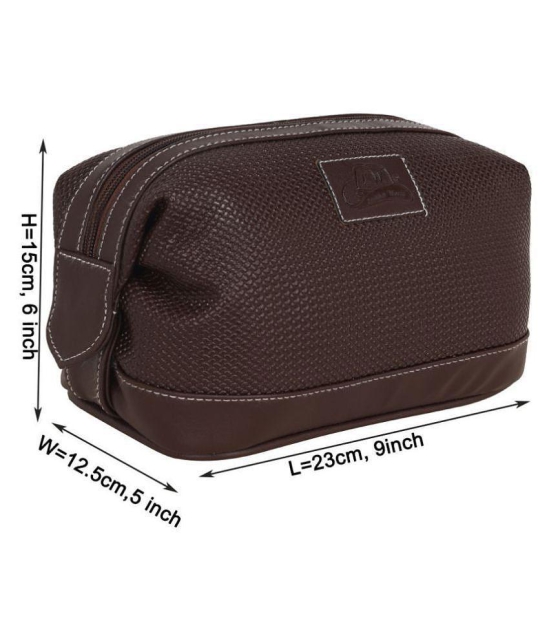 Leather World Brown Leatherette Shaving Toiletry Travel Organiser Kit