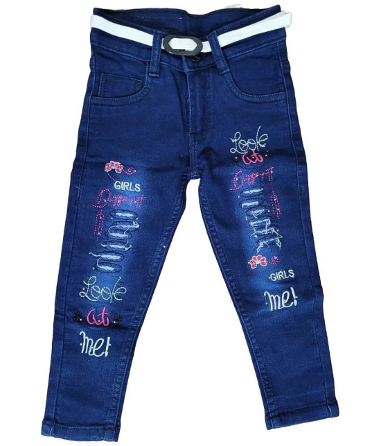 Arshia Fashions Girls Denim Slim Fit Jeans with Embroidery - None